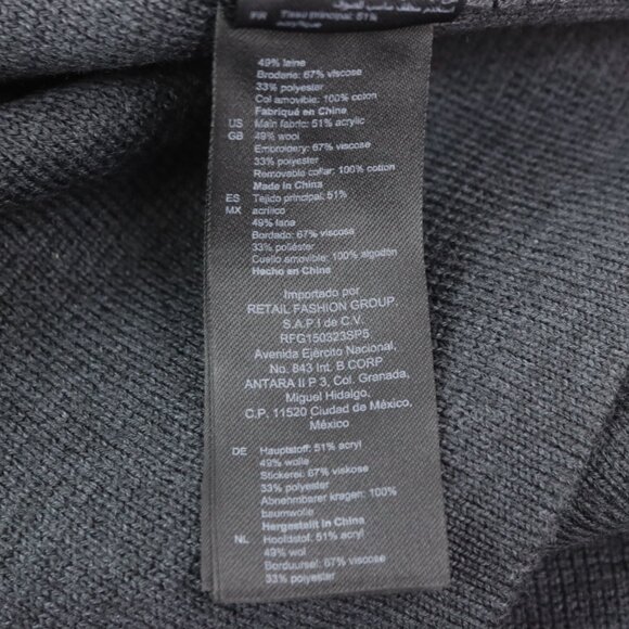 NWT Sandro Wool Blend Knit Cardigan w/ Detachable Ruffle Collar in Anthracite XS - Picture 10 of 10